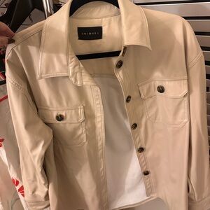 Animari Beige Faux Leather Button-Up Jacket